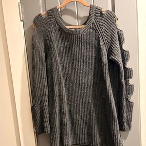 Love Riche Gray Knit Sweater with Unique Sleeve Design